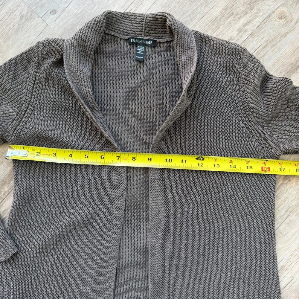 Eileen Fisher Womens XXS Organic Cotton Silk Shaker Knit Shawl Cardigan Grey - Picture 7 of 10
